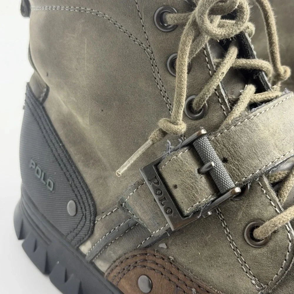 Polo by Ralph Lauren Brown and Olive Leather Men's Lace-Up Boot